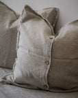 “Sable” Frayed Linen European Pillowcases