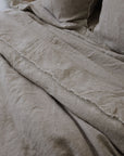 “Sable” Frayed Linen Duvet Cover