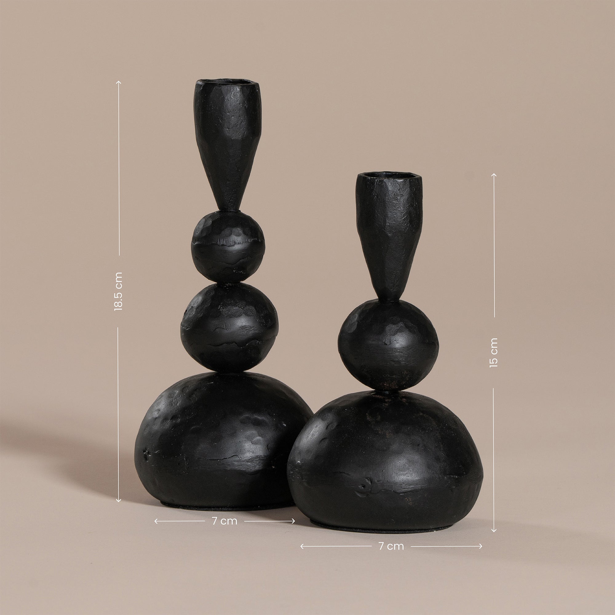 Antique Black Ball Candle Holder Set of Two - KULALA Living