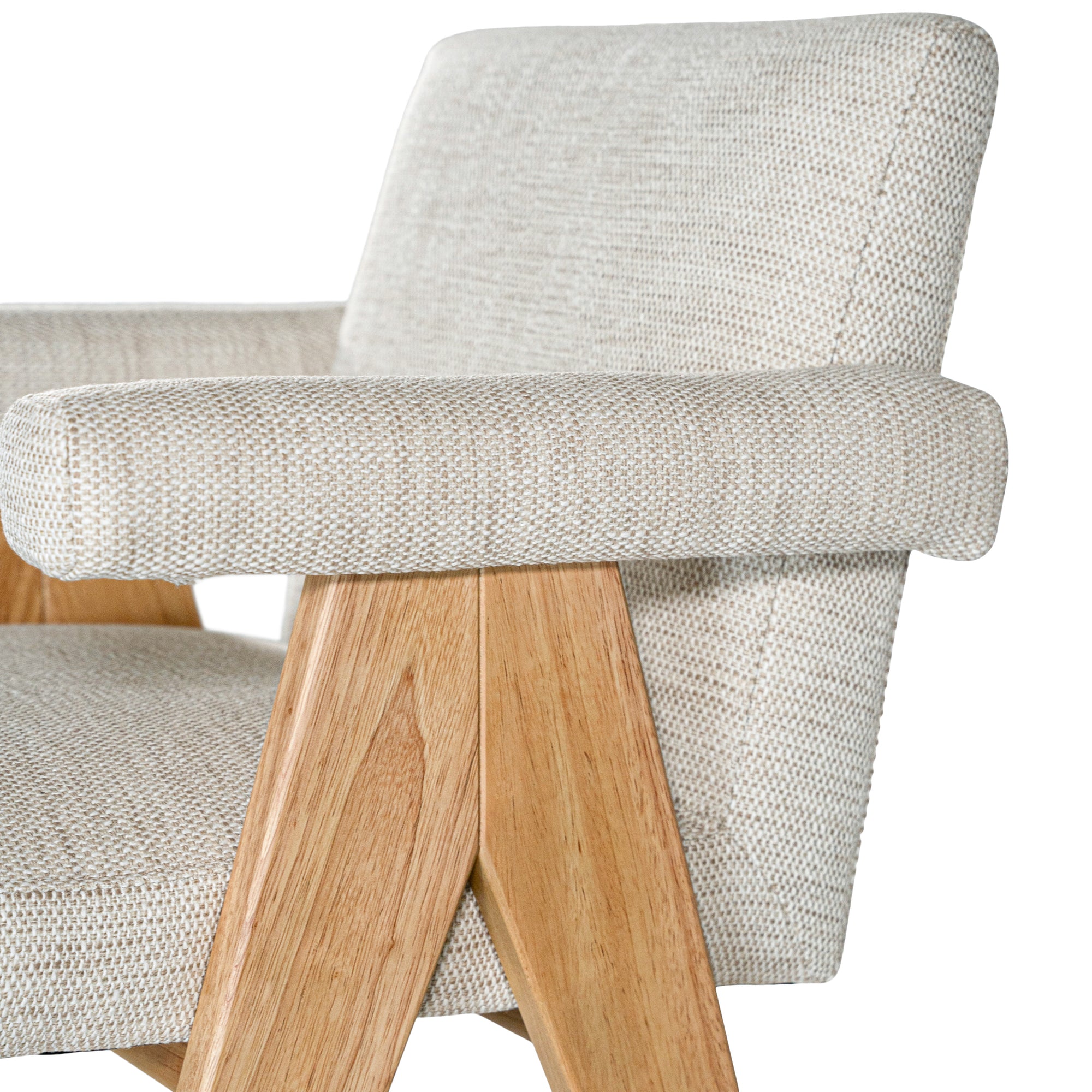 Buhle Upholstered Armchair with Timber Legs Natural