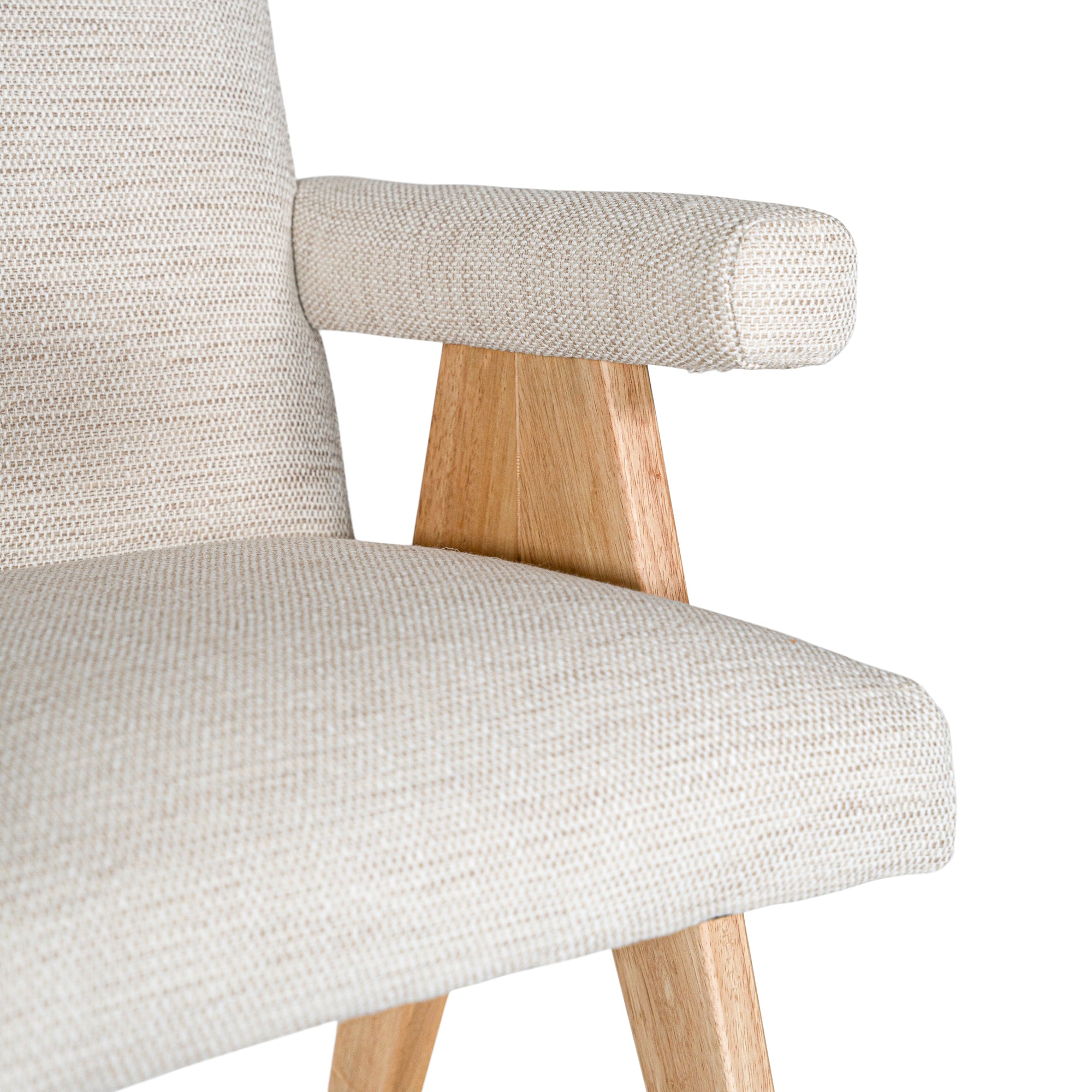 Buhle Upholstered Armchair with Timber Legs Natural