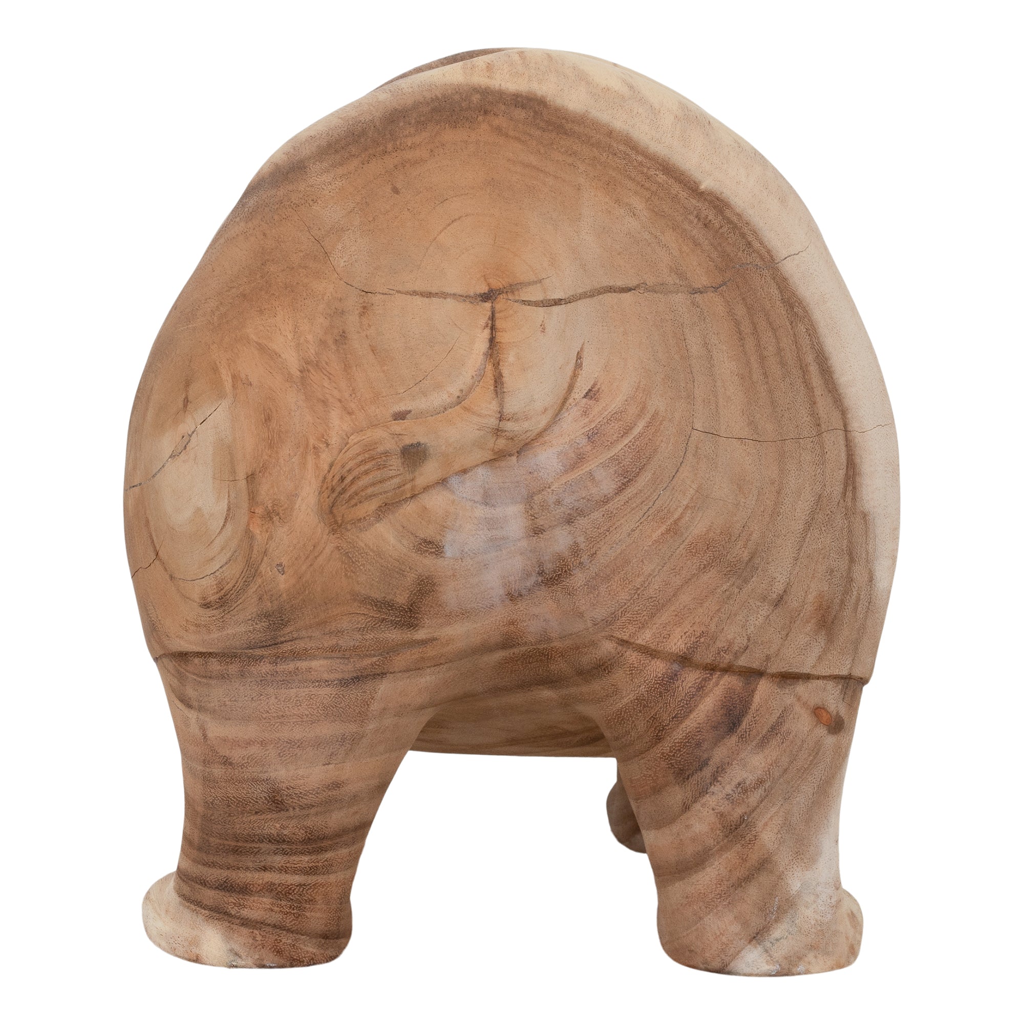 Hand-Carved Timber Hippo Sculpture - Large