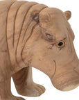 Hand Carved Large Timber Hippo Sculpture Natural