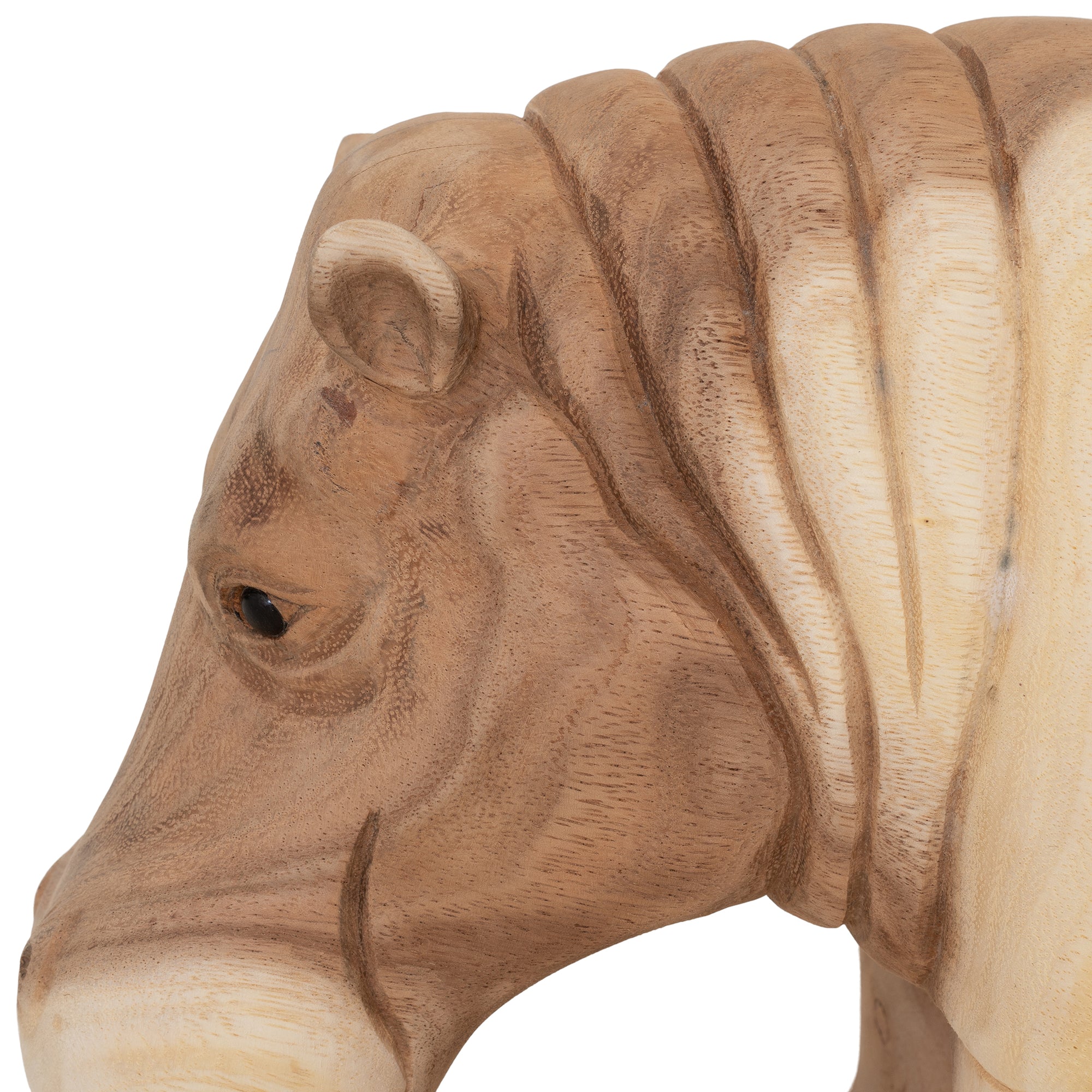 Hand Carved Large Timber Hippo Sculpture Natural