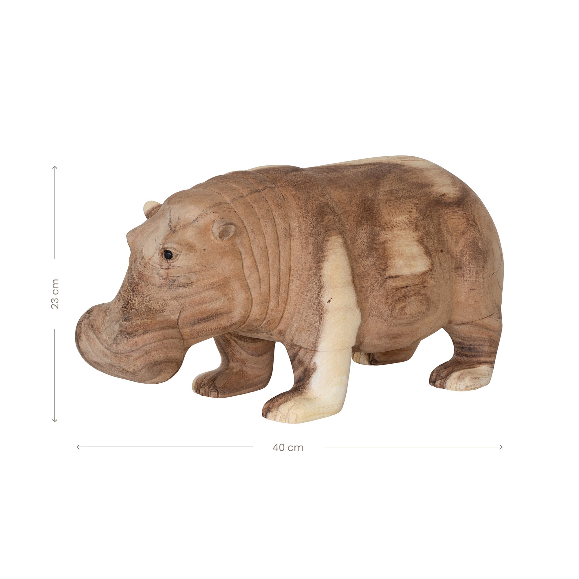 Hand-Carved Timber Hippo Sculpture - Small - KULALA Living