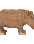 Hand Carved Large Timber Hippo Sculpture Natural