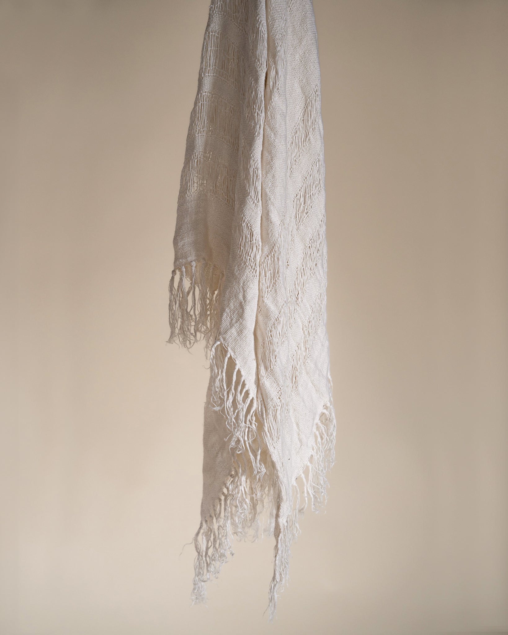 Chani Linen Knotted Fringe Throw Ivory - KULALA Living