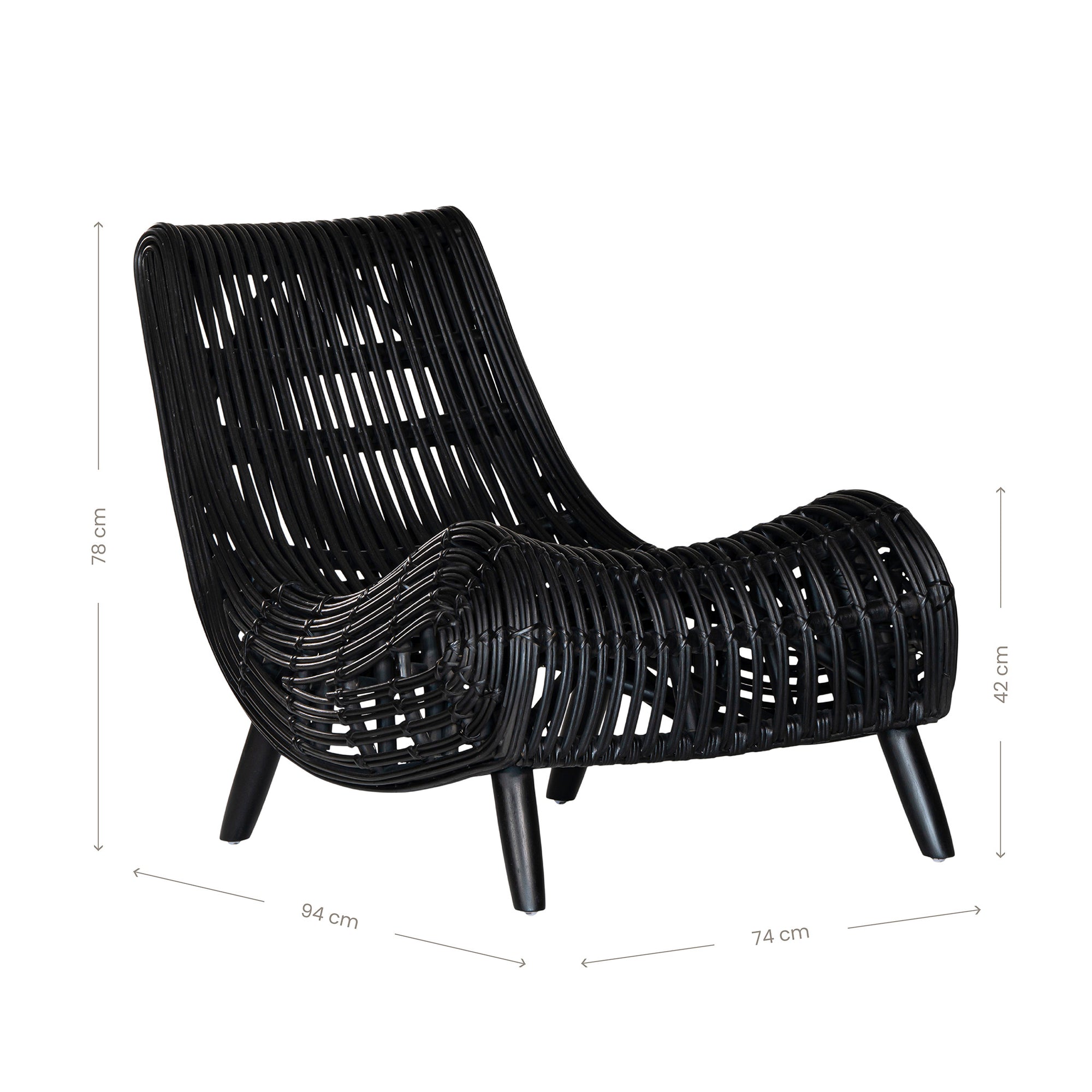 Handcrafted Rattan Congo Relax Lounge Chair Black - KULALA Living