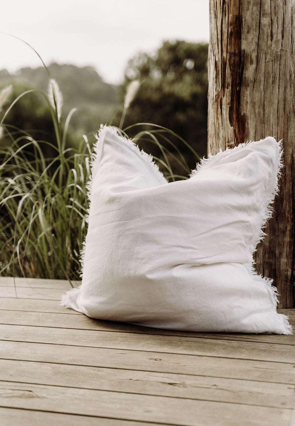 “Whistler” Frayed Linen European Pillowcases - KULALA Living