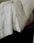 “White/Ink” Pinstripe Linen Quilted Coverlet