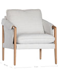 A sophisticated Hamptons-style armchair from KULALA Living, featuring a natural oak frame and soft linen upholstery in a neutral hue. Designed for both comfort and elegance, perfect for contemporary and coastal interiors