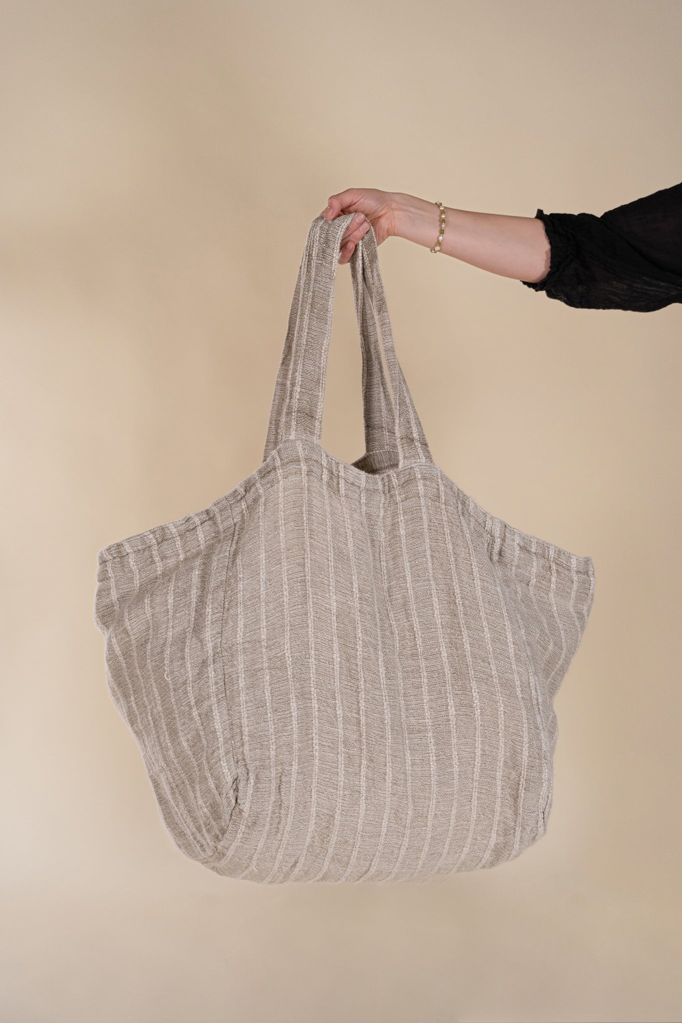 Handcrafted Linen Sade Tote Bag Natural - KULALA Living