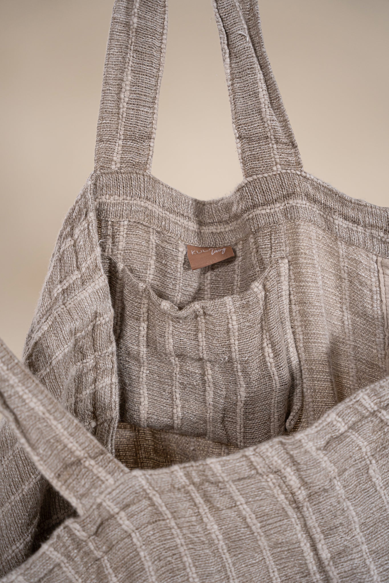 Handcrafted Linen Sade Tote Bag Natural - KULALA Living