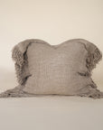 Harvest Linen Square Cushion Cover with Hand Knotted Fringe Ivory