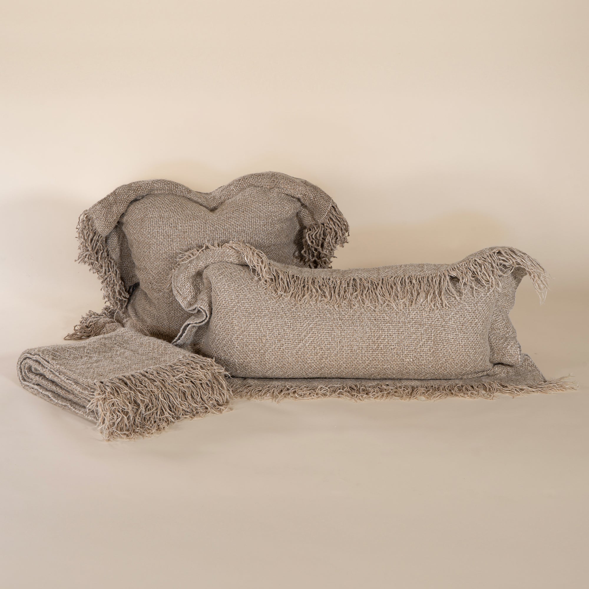 Harvest Linen Knotted Fringe Throw Natural - KULALA Living