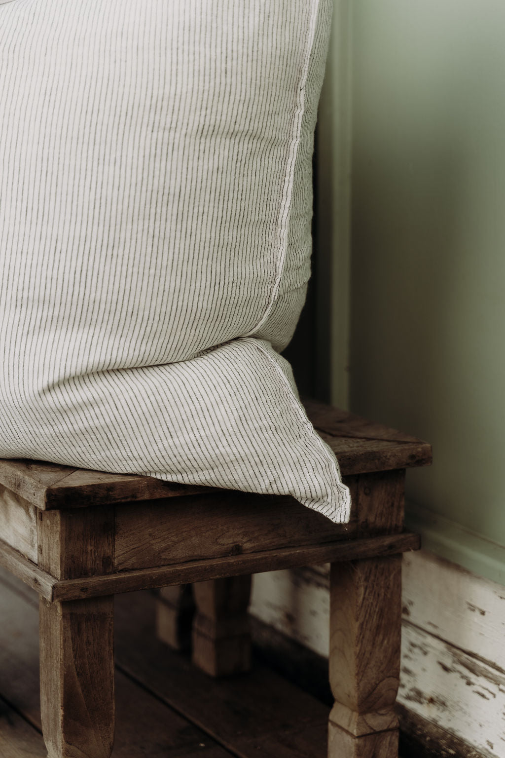 "Ink" Pinstripe Linen European Pillowcases - KULALA Living