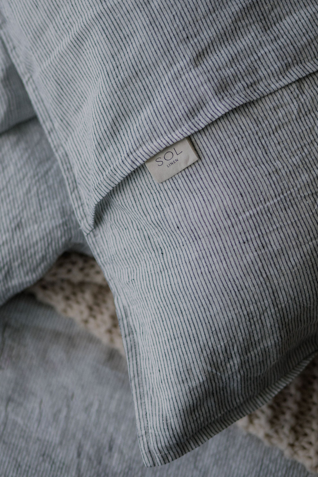 "Ink" Pinstripe Linen European Pillowcases - KULALA Living