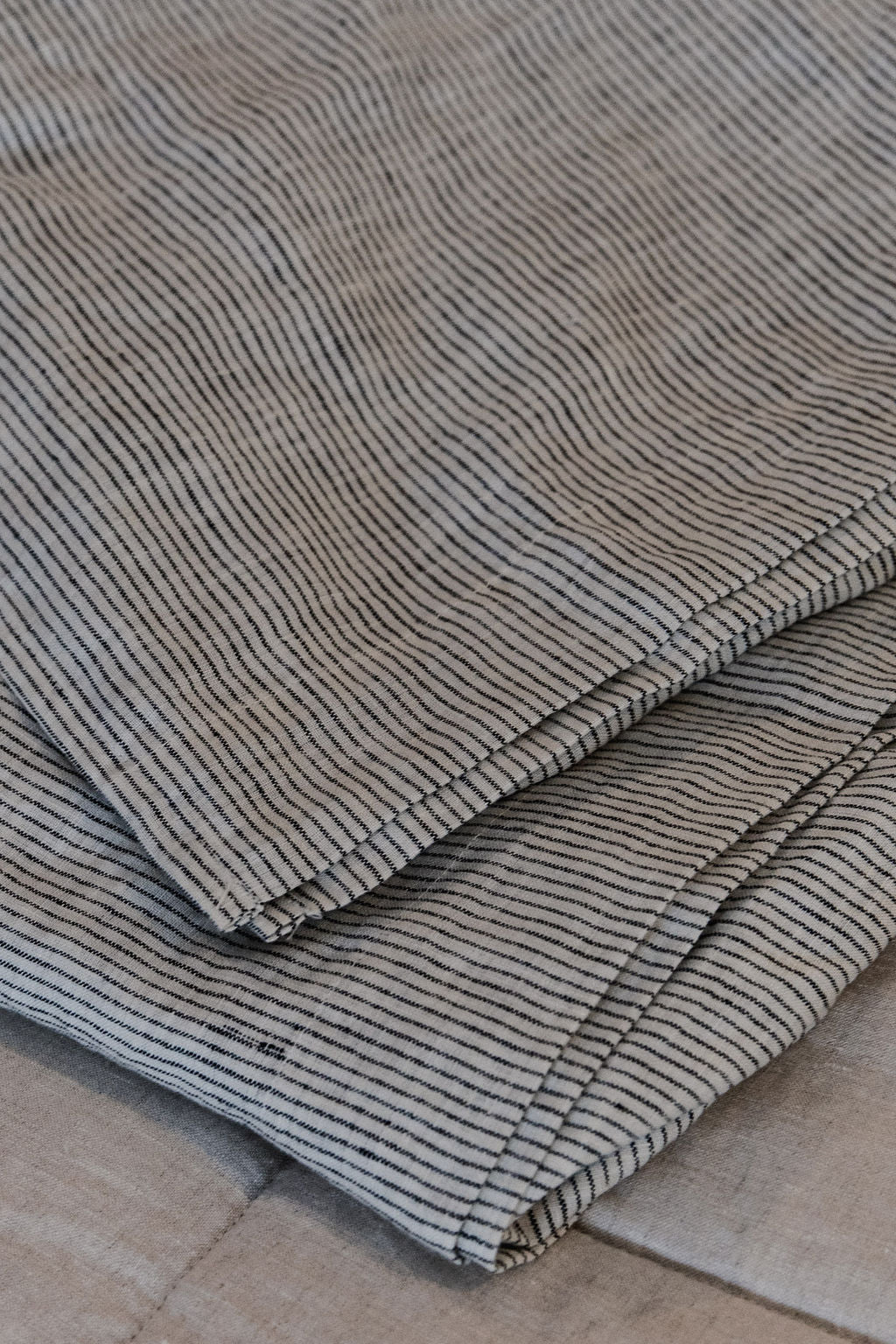 "Ink" Pinstripe Linen Flat Sheet - KULALA Living