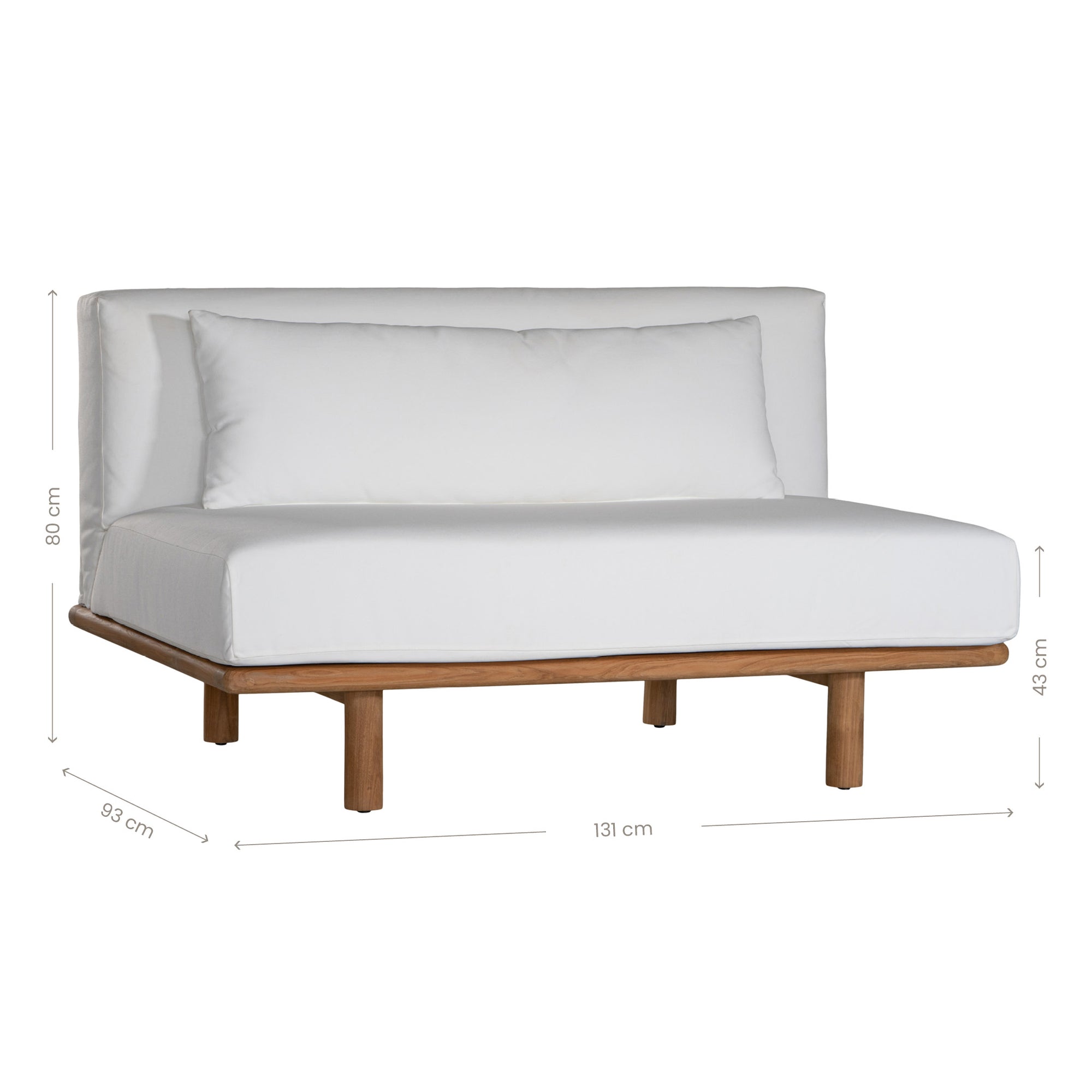 Jenelle Outdoor Teak Sofa Natural & White - KULALA Living