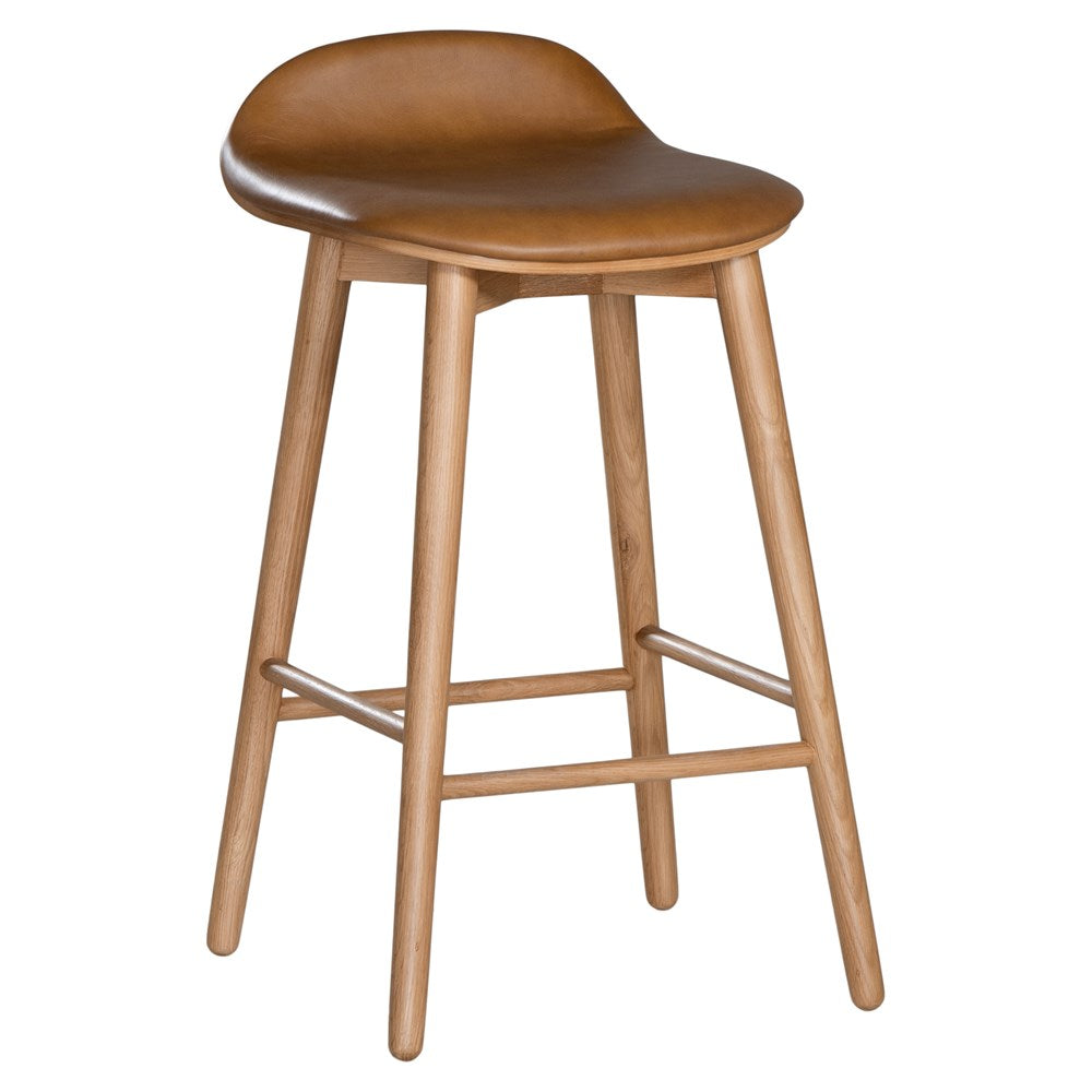 Kai Leather and Solid Oak Barstool - KULALA Living