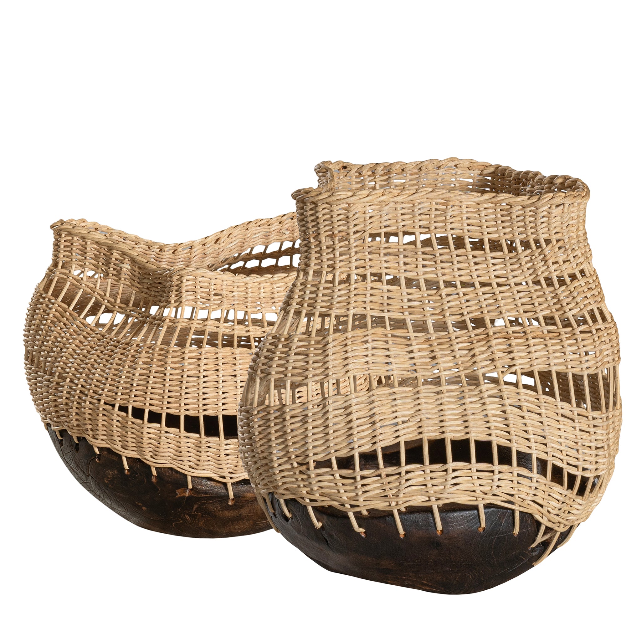 Khioni Handwoven Rattan Basket - Wide - KULALA Living