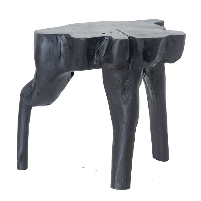 Kosi Hand-carved Teak Root Stool Black - KULALA Living