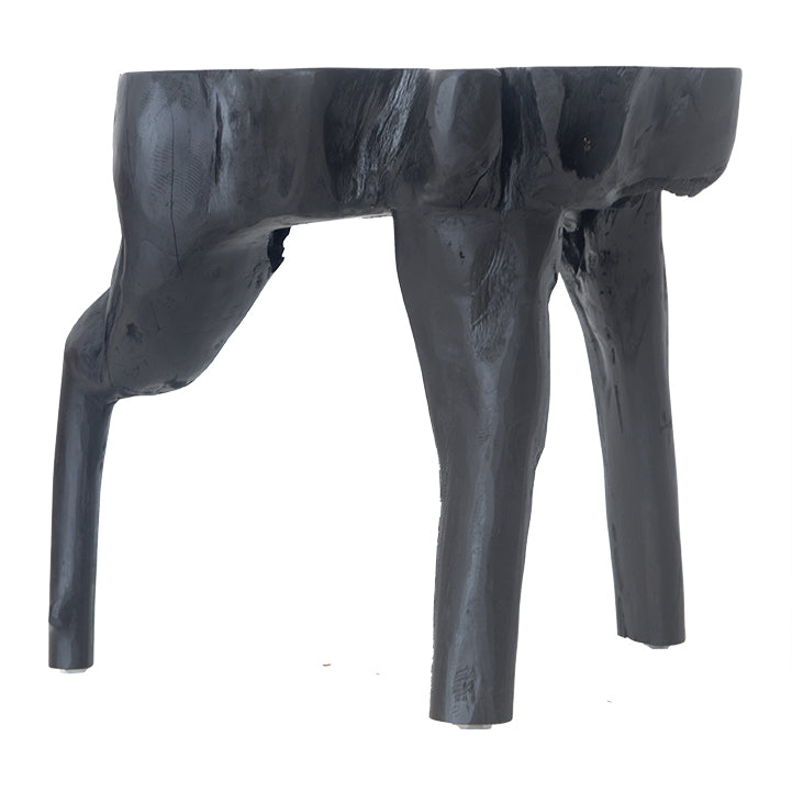 Kosi Hand-carved Teak Root Stool Black - KULALA Living