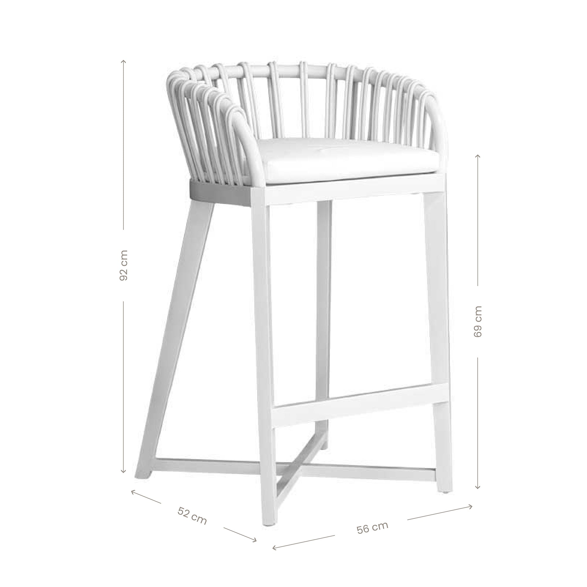 Makena Teak & Rattan Barchair White - KULALA Living