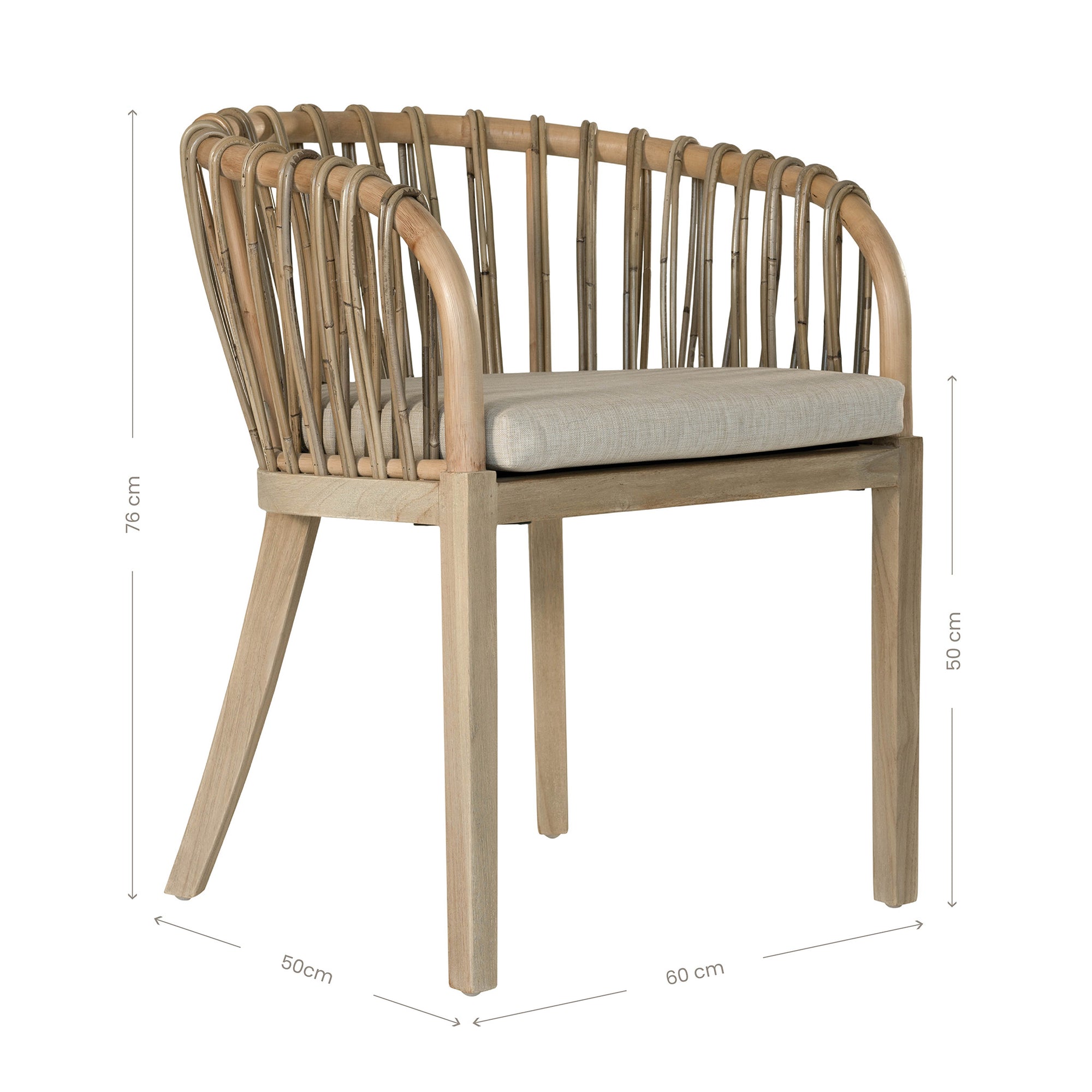 Makena Teak & Rattan Dining Chair Natural - KULALA Living