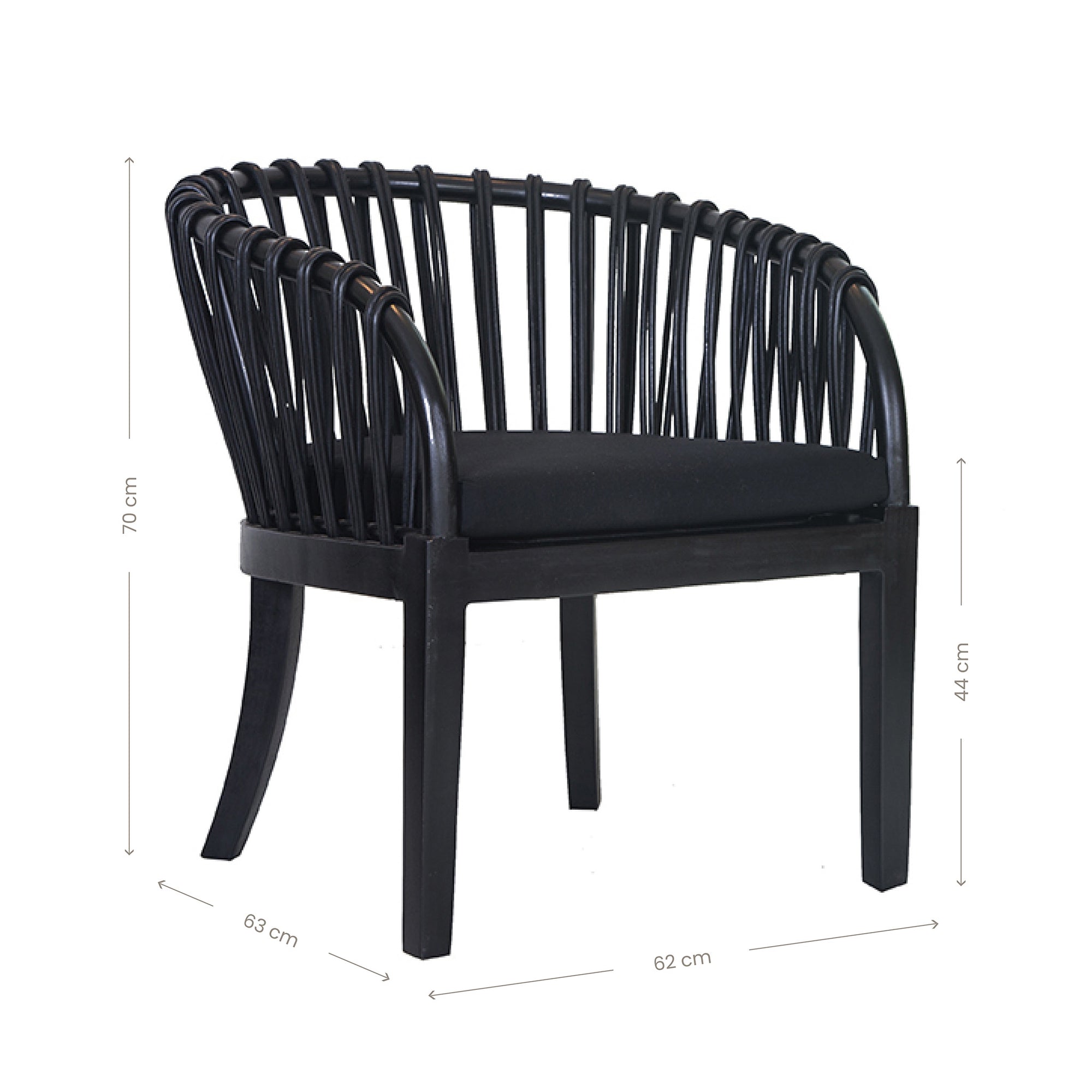 Makena Teak & Rattan Occasional Chair Black - KULALA Living