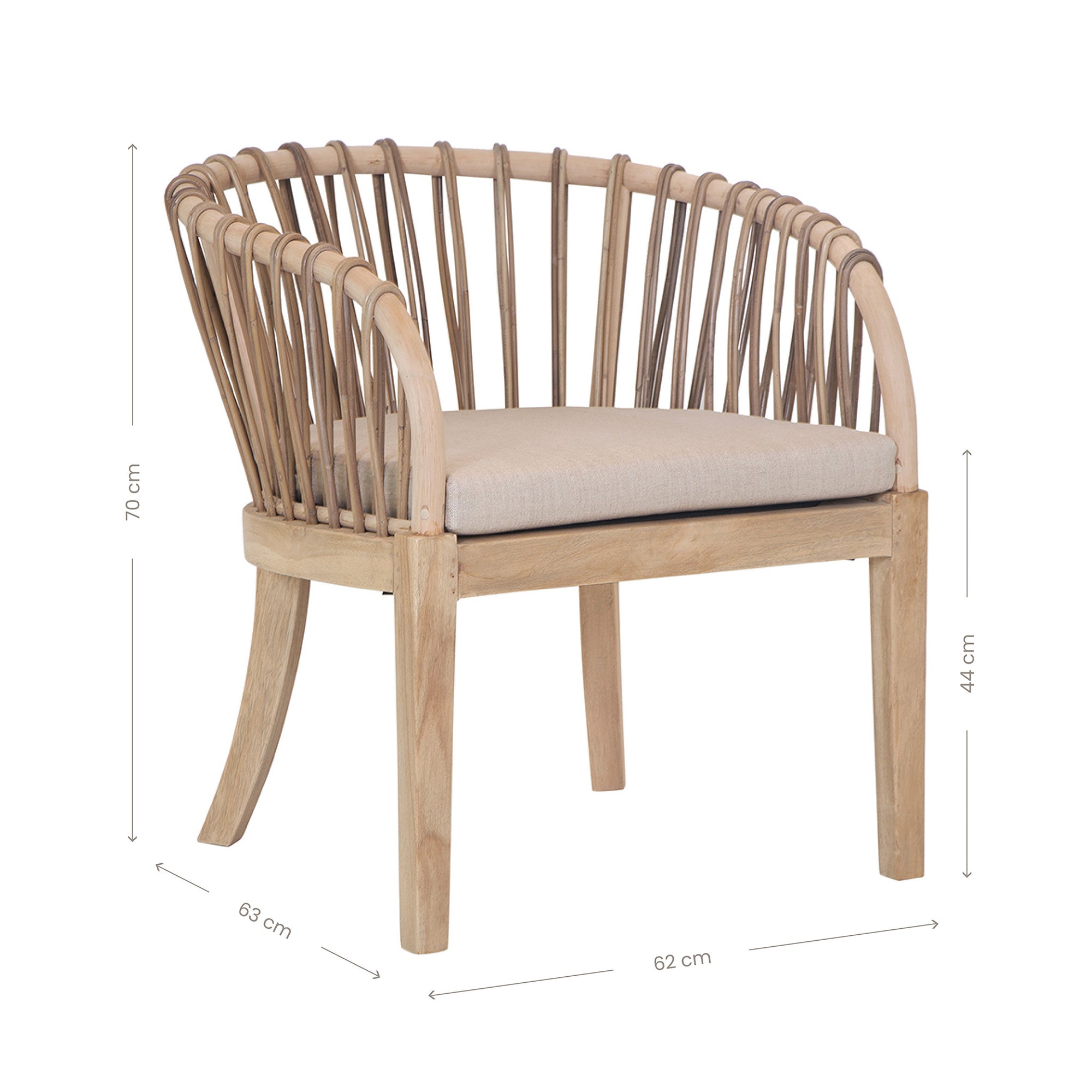 Makena Teak & Rattan Occasional Chair Natural - KULALA Living