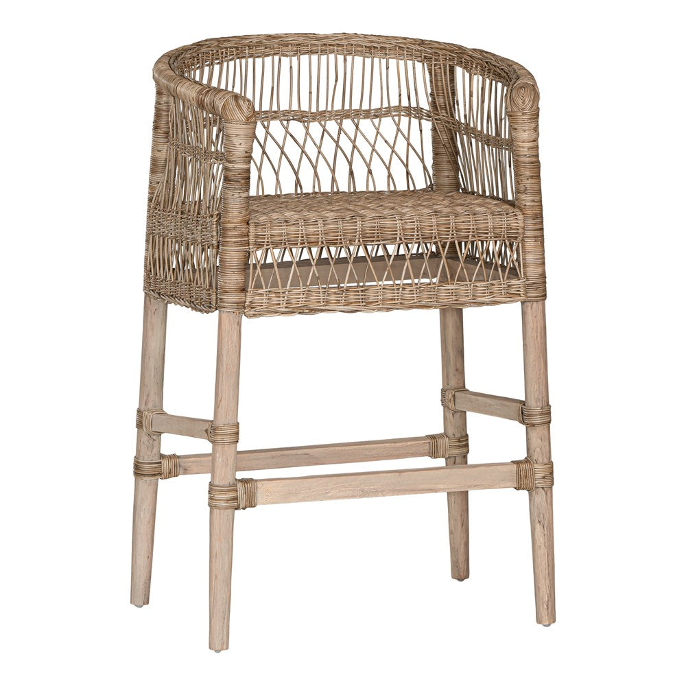 Malawi Handwoven Rattan and Natural Wood Barchair - KULALA Living