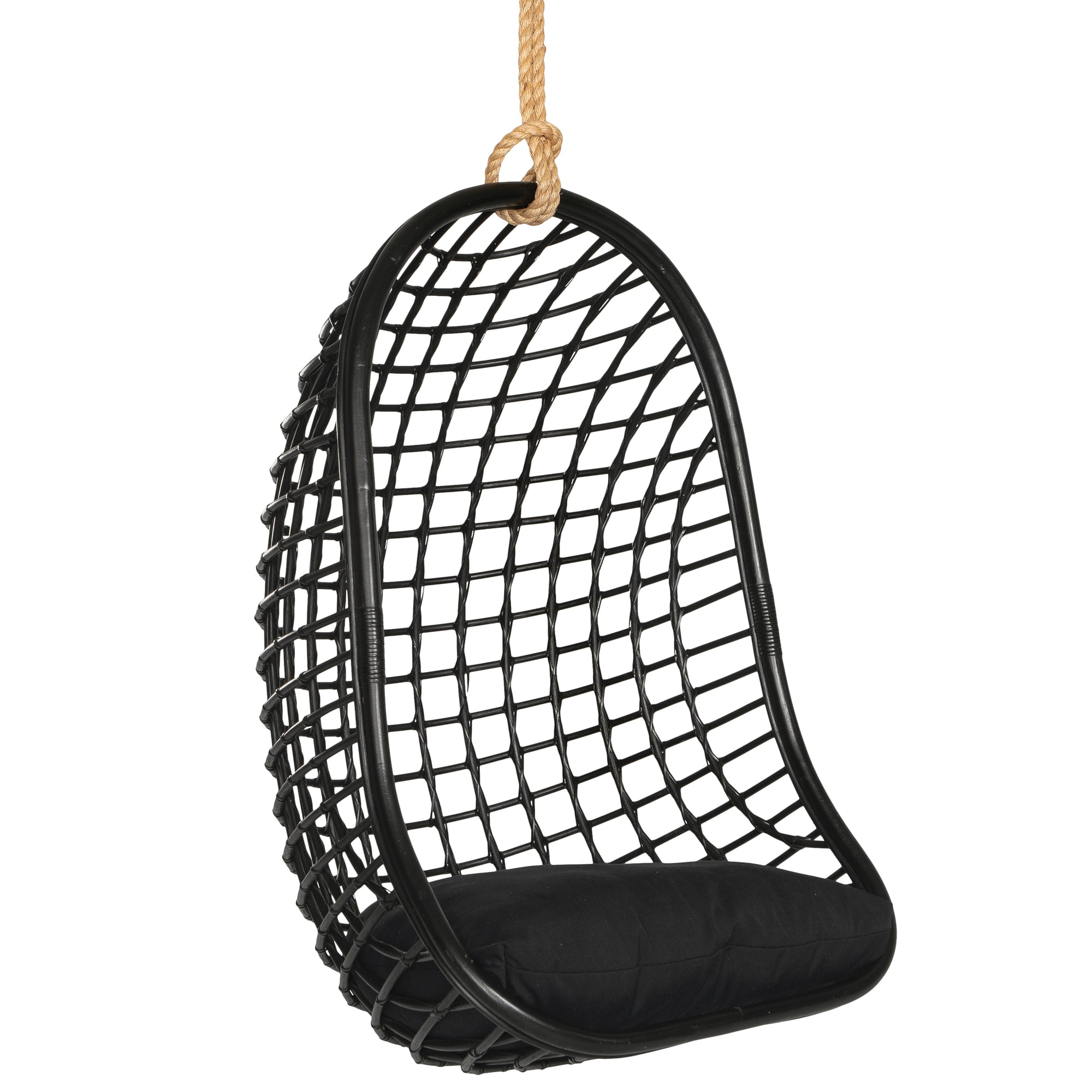 Mali Rattan Hanging Chair Black - KULALA Living