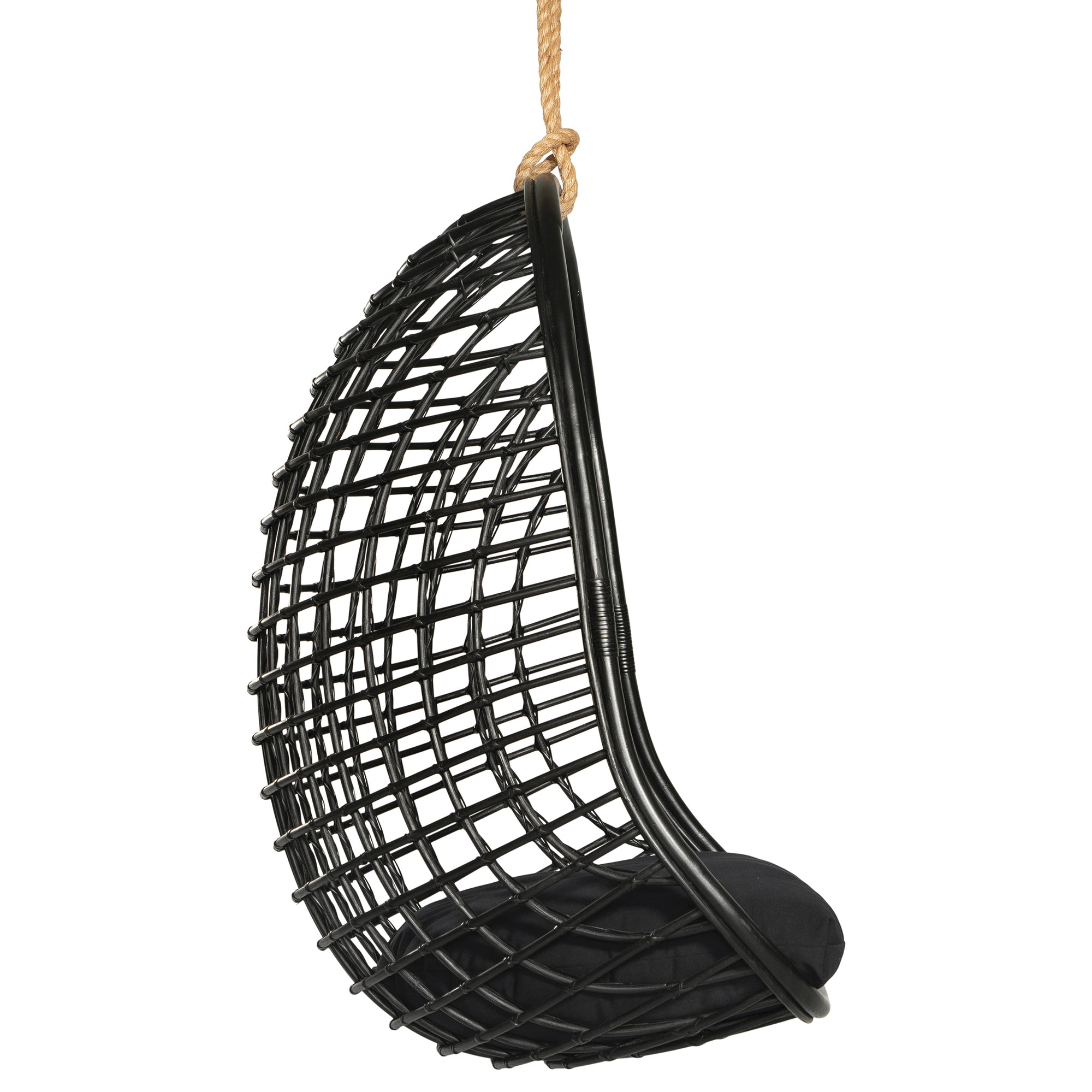 Mali Rattan Hanging Chair Black - KULALA Living