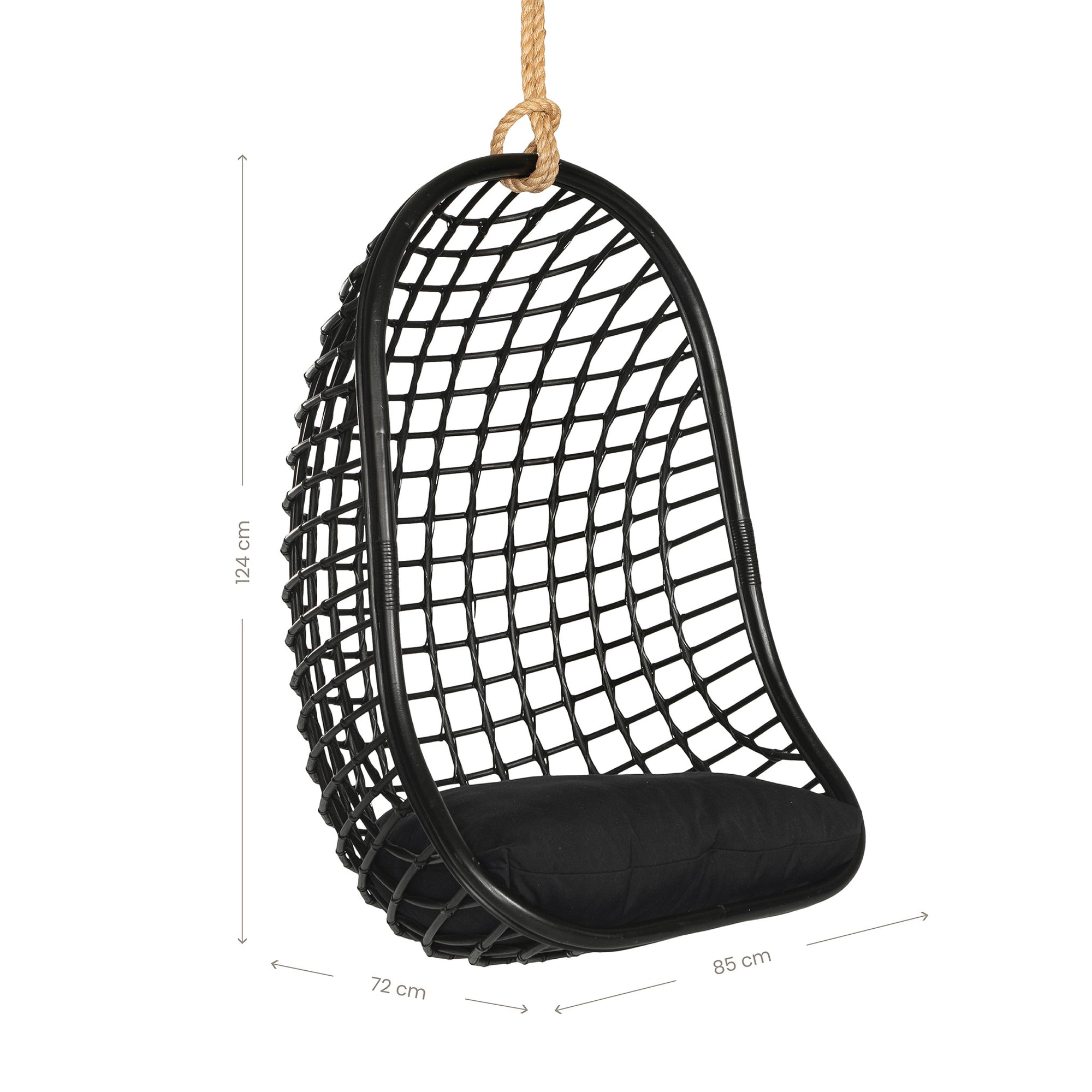 Mali Rattan Hanging Chair Black - KULALA Living