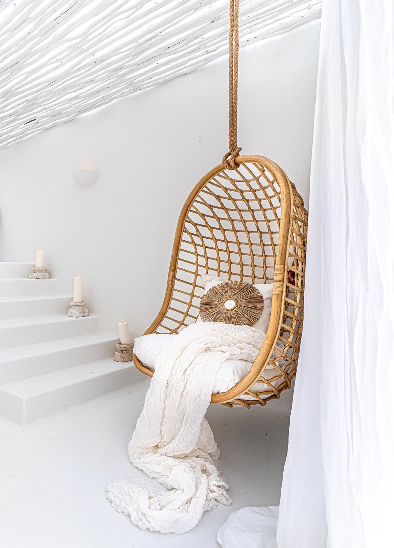 Mali Rattan Hanging Chair Natural - KULALA Living