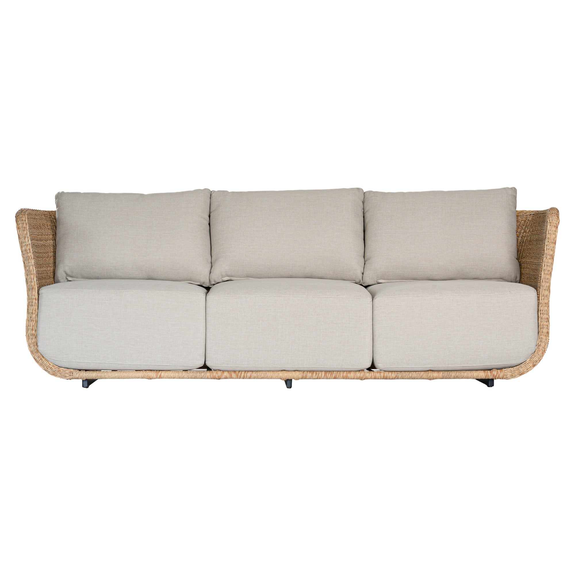 Malusi Outdoor Three Seater Sofa - Rattan and Barley Fabric - KULALA Living