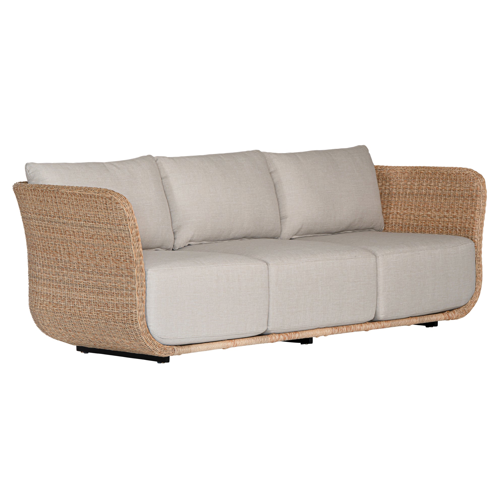 Malusi Outdoor Three Seater Sofa - Rattan and Barley Fabric - KULALA Living