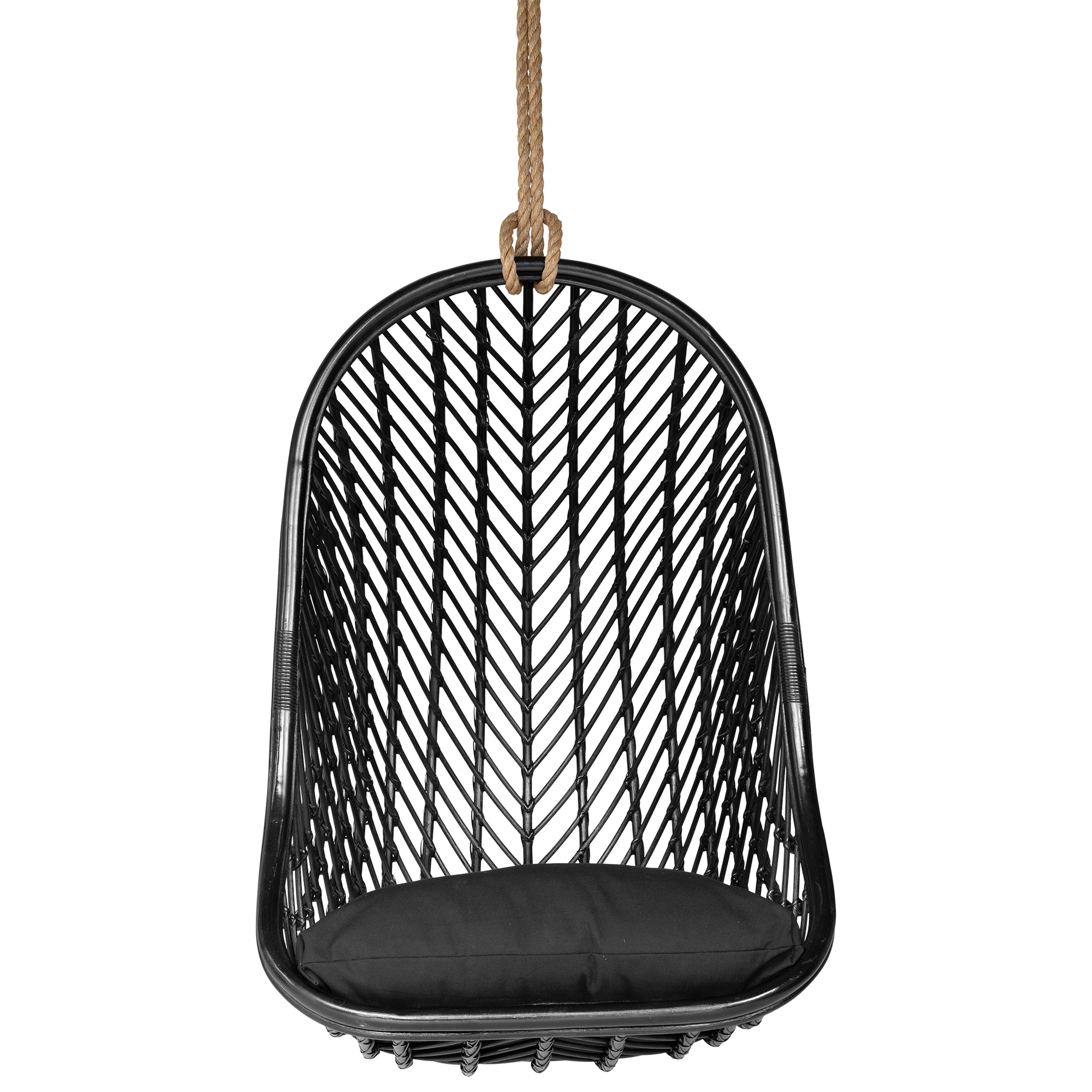 Mandisa Rattan Cocoon Hanging Chair Black - KULALA Living