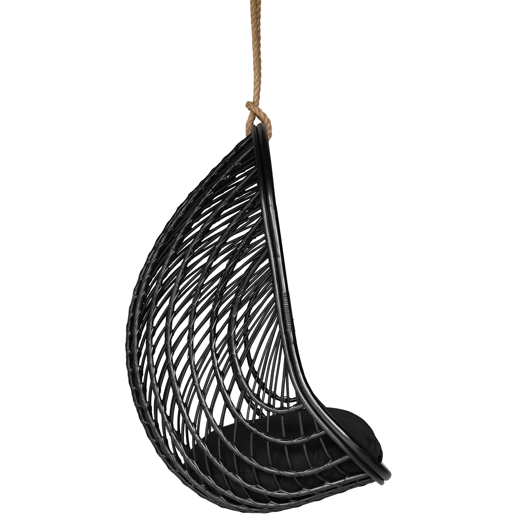 Mandisa Rattan Cocoon Hanging Chair Black - KULALA Living