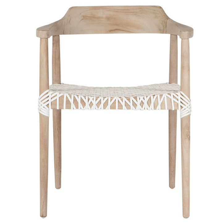 Rhimpee Timber and Leather Armchair White - KULALA Living