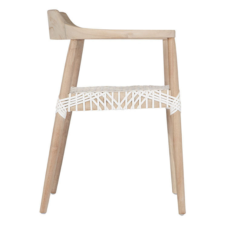 Rhimpee Timber and Leather Armchair White - KULALA Living