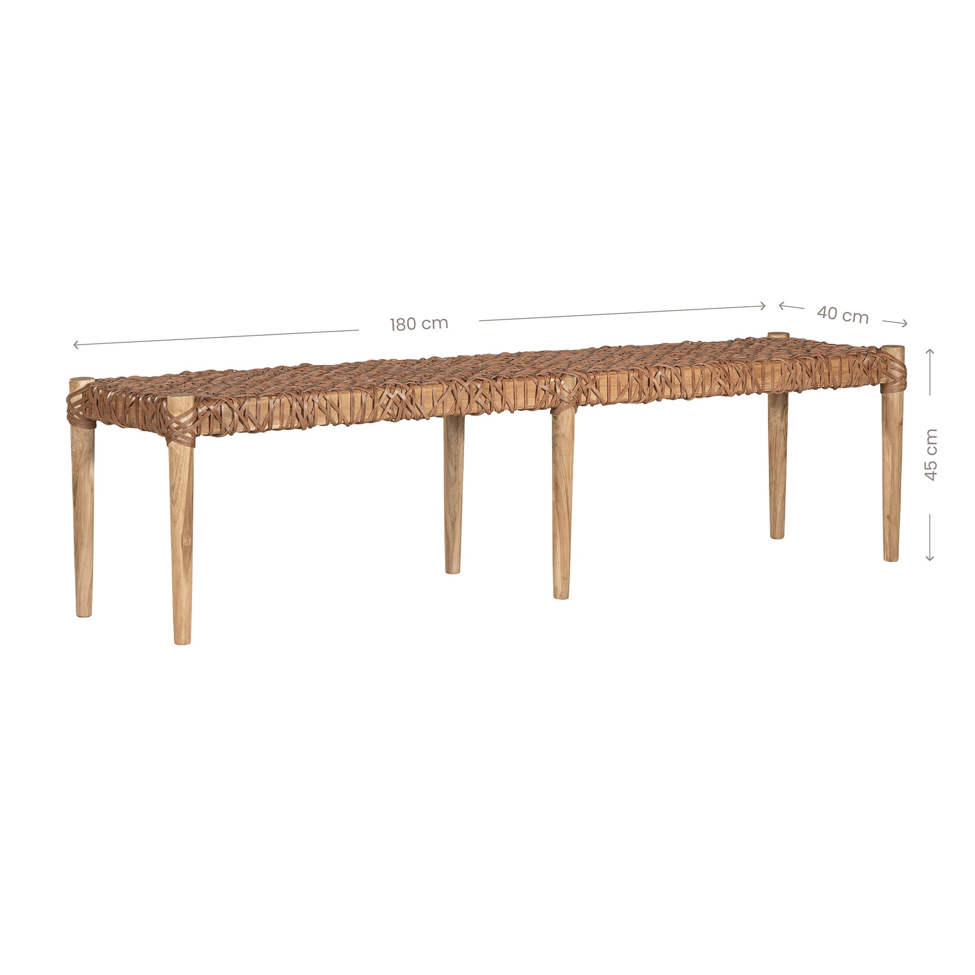 Rhimpee Teak and Leather Bench - KULALA Living