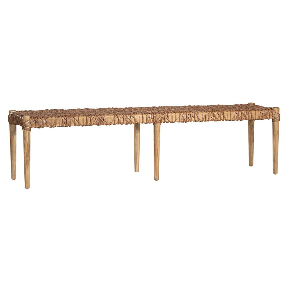 Rhimpee Teak and Leather Bench - KULALA Living