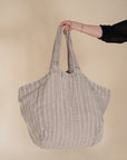 Handcrafted Natural Linen Sade Tote Bag