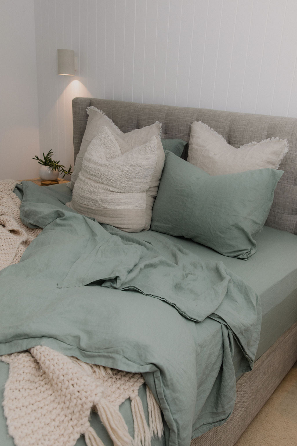 "Sea Mist" Linen Fitted Sheet - KULALA Living