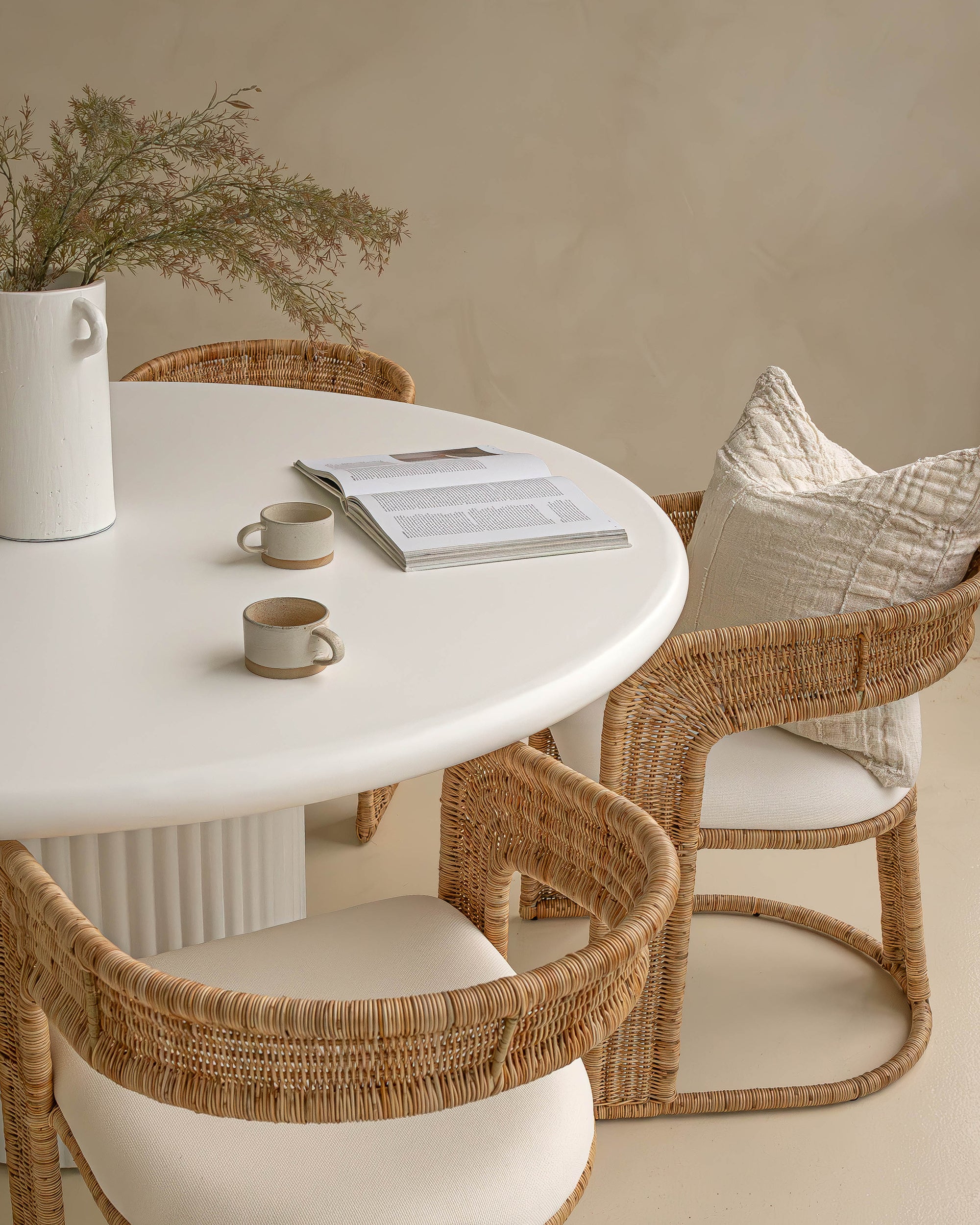 Alama Round Concrete Dining Table White - KULALA Living