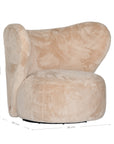 Luxurious beige teddy swivel armchair featuring a sculptural curved back and plush upholstery. A cosy and stylish accent chair designed for comfort and modern interiors