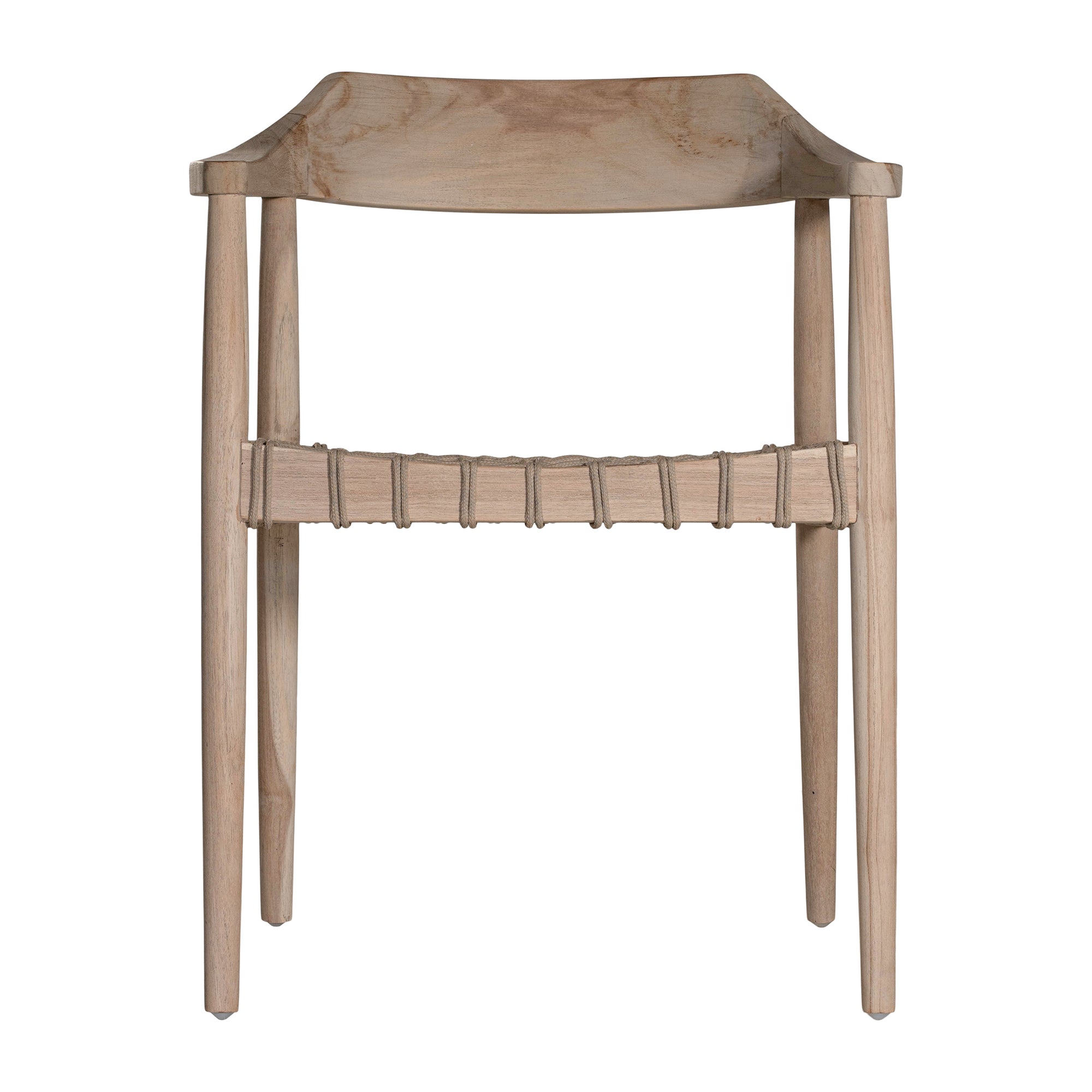 Lightwood dining chair featuring a sculpted timber backrest and handwoven rope seat. A stylish fusion of natural materials and contemporary design, perfect for modern and coastal interiors