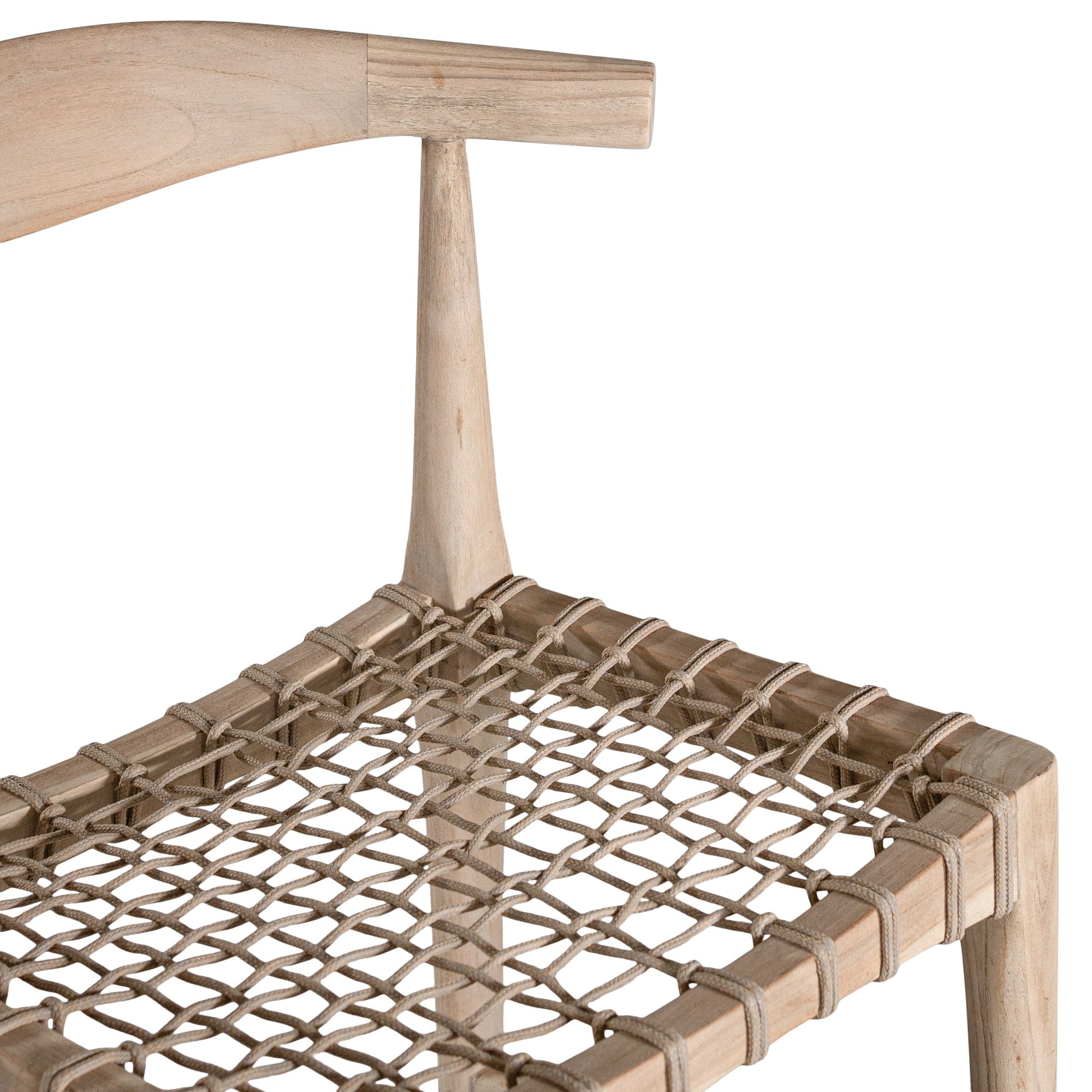 KULALA Living Lightwood bar stool with a sculpted timber backrest and handwoven rope seat, blending natural textures with contemporary design. A stylish addition to modern kitchen or bar spaces